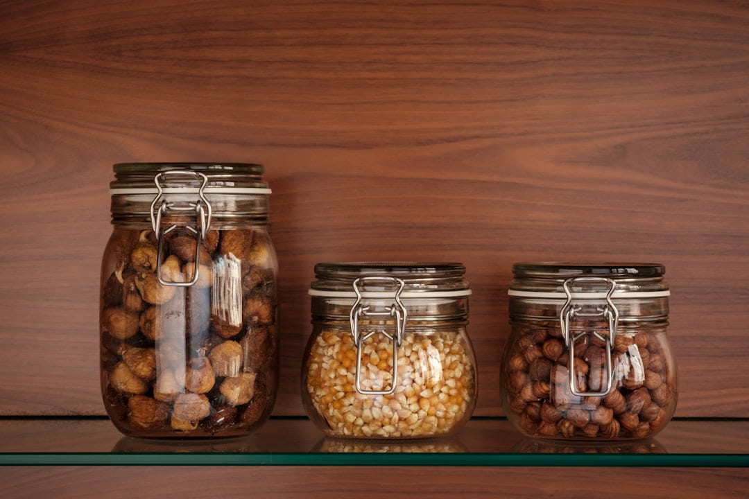 three clear glass jars on Earth Wise Budget